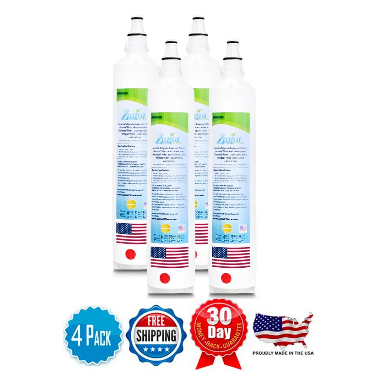 Zuma Filters™ Brand Water Filters compatible with Sizeubzero® BI42SizeID (4 Pack) ZWFZ1-RF750