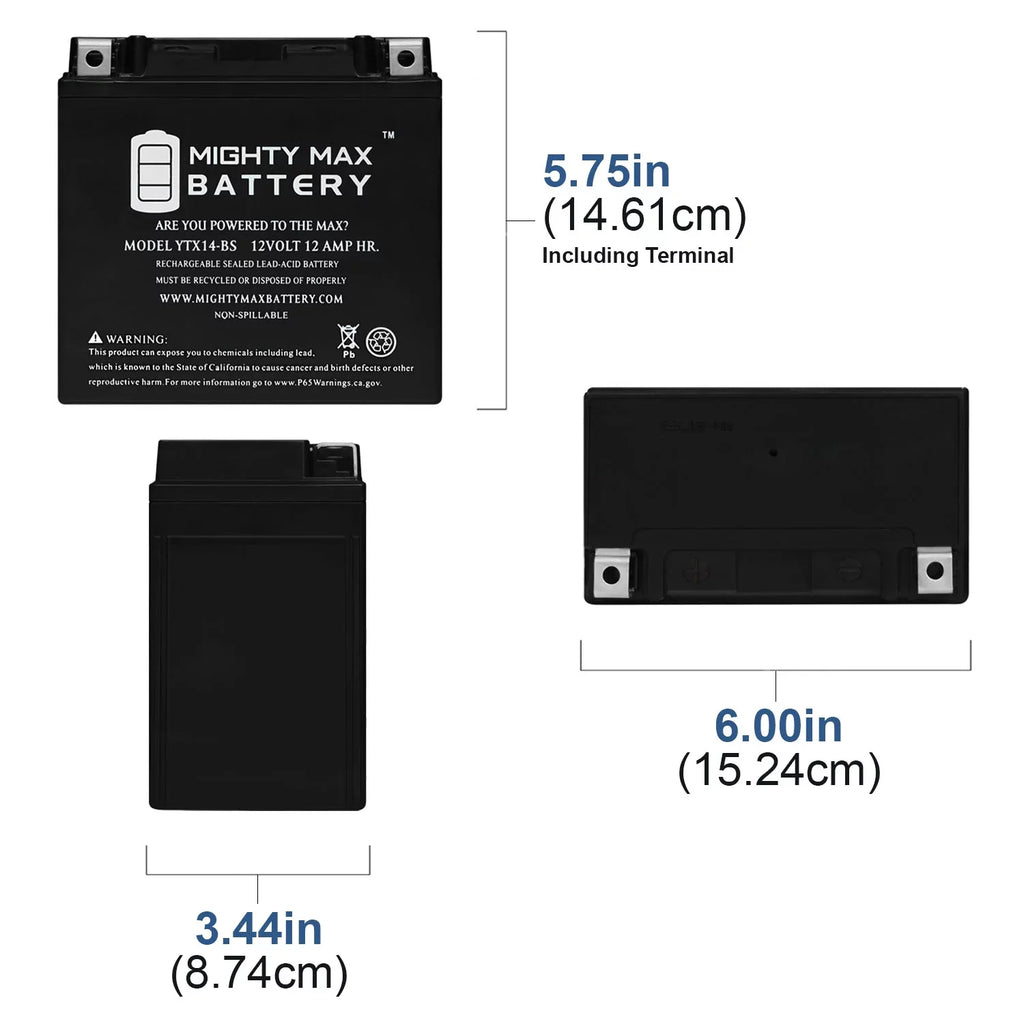YTX14-BSize Replacement Battery For BUELL XB12X Ulysses (06-'09)