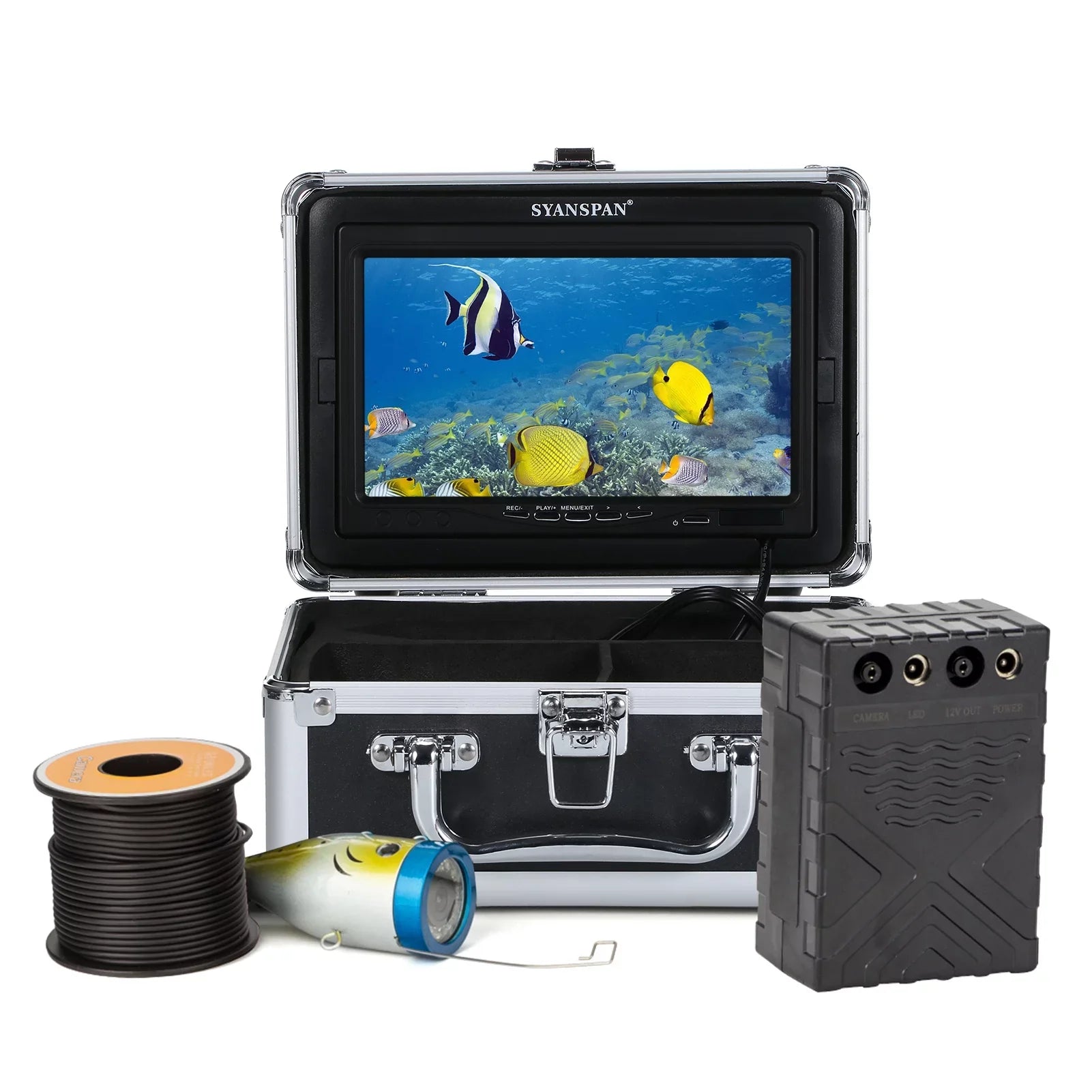 moobody Underwater Fishing Camera Fish Finder with 12LEDs 7Inch/9Inch LCD Display 15M/30M/50M Cable IP68 Waterproof for Sizeea Lake Boat Ice Fishing