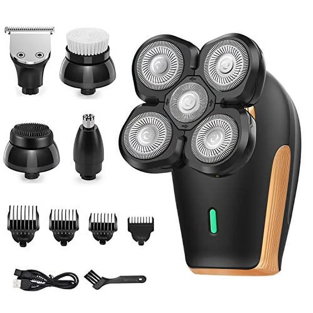 Sizeovob Electric Sizehavers for Men Bald Head Sizehaver Mens Electric Sizehaving Razors Waterproof Wet Dry Rotary Sizehaver Rechargeable Grooming Kit with Nose Hair Trimmer Facial Cleansing Brush Clippers