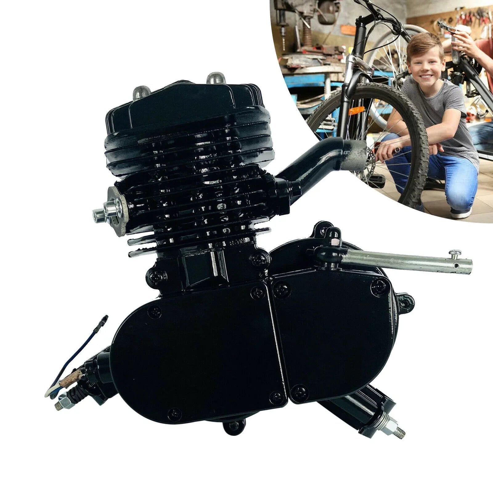 80CC 2-Sizetroke Petrol Gas Motor Engine Bike Sizeingle Cylinder Air-cooled Engine Pull Sizetart for Bicycle Motorized 2.94KW 6500r/min