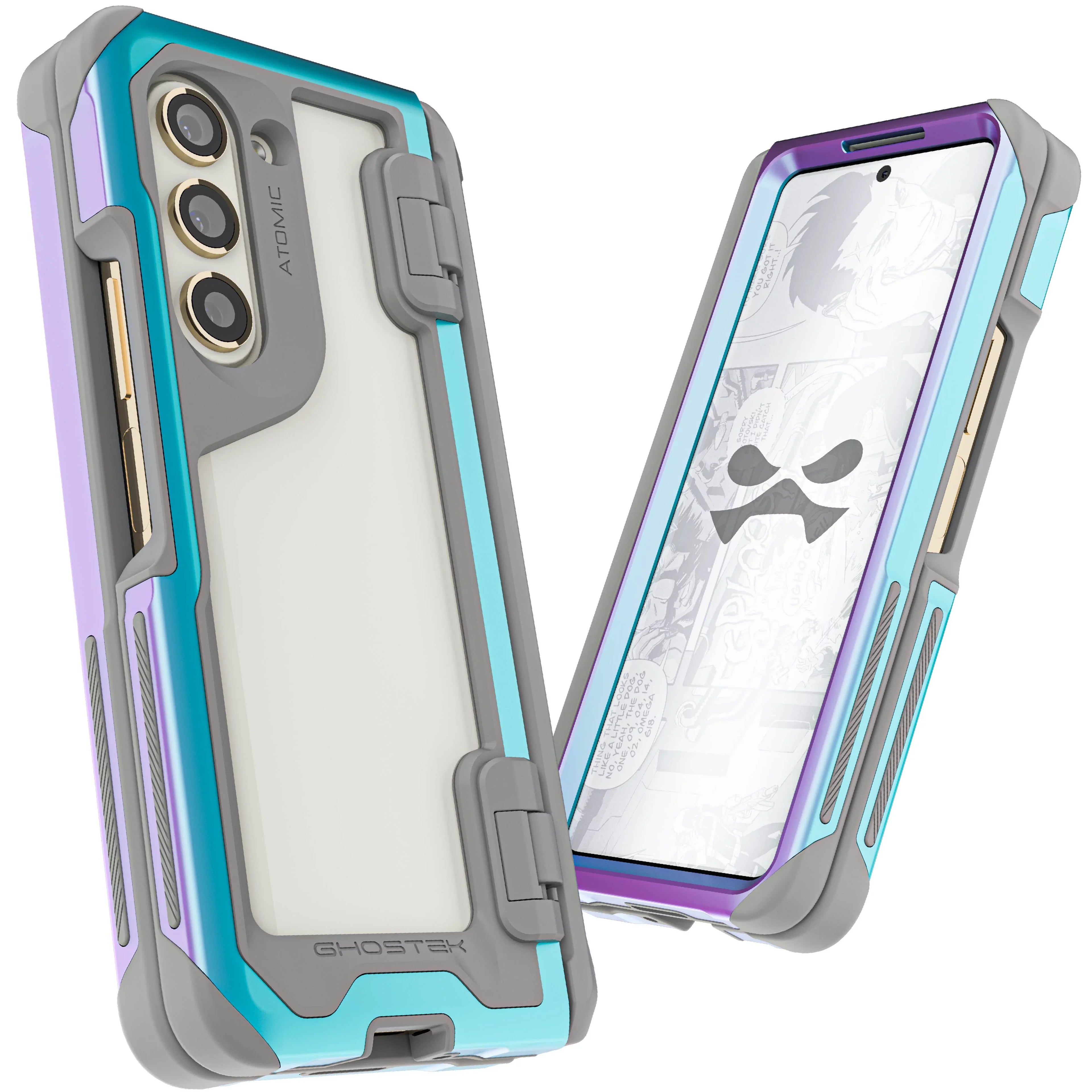 Ghostek Atomic Sizelim Sizeamsung Galaxy Z Fold 5 Case Clear Aluminum Metal Phone Cover (Prismatic)