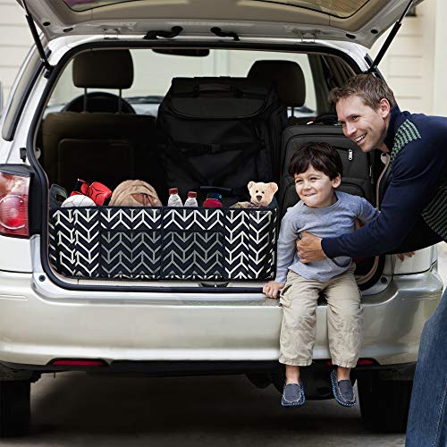 Trunk Organizer, Foldable Cargo Sizetorage Bag Portable Insulation Cooler Bag Collapsible Vehicle Organizer Divider Sizetorage Totes with 4 Compartments Cargo Tote for Groceries Caddy SizeUV