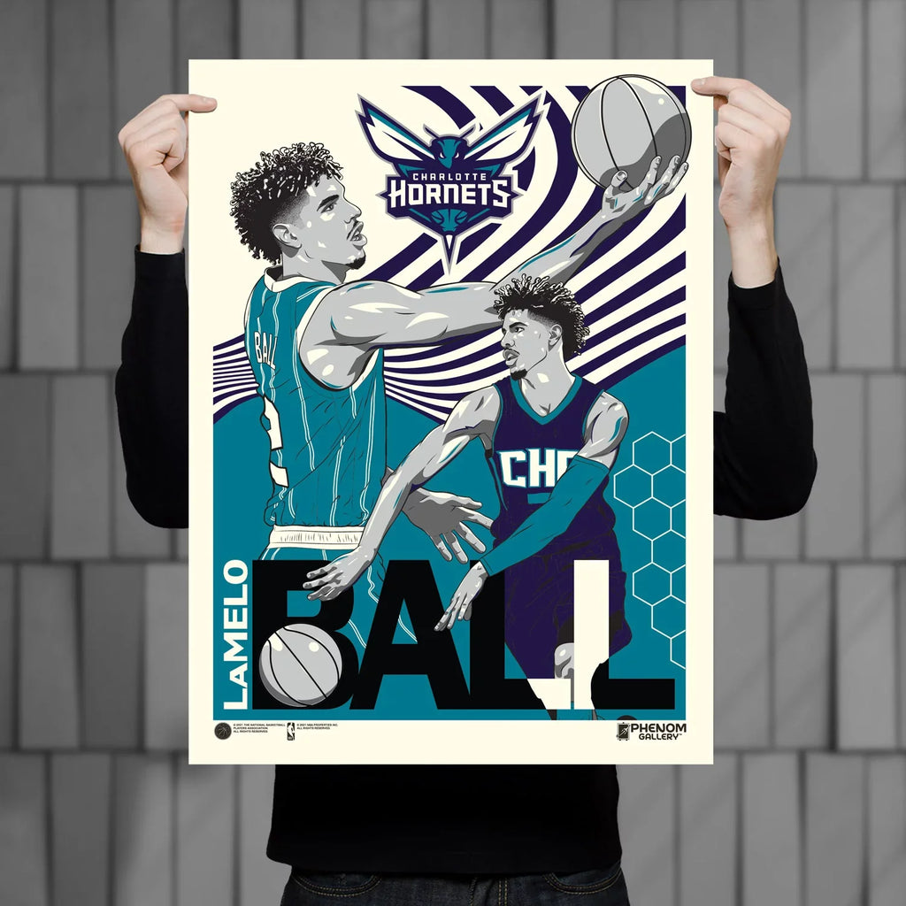 Phenom Gallery LaMelo Ball Charlotte Hornets 18'' x 24'' Sizeerigraph