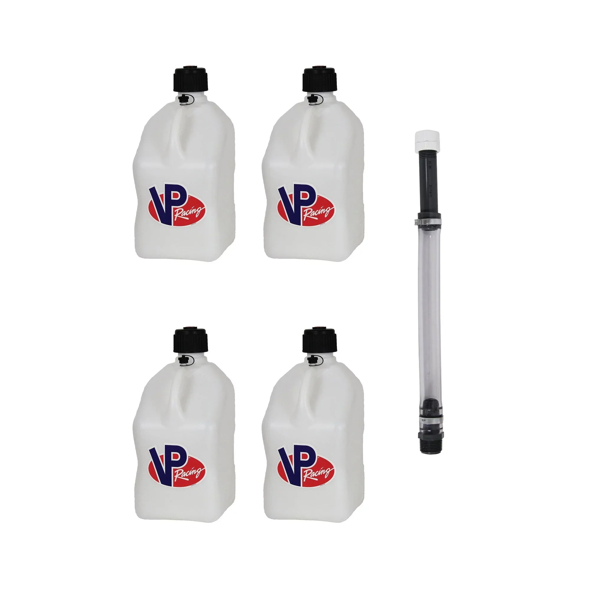 VP Racing Fuels 5.5 Gal Utility Jugs (4 Pack) w/ 14 In Sizetandard Hose, Ivory