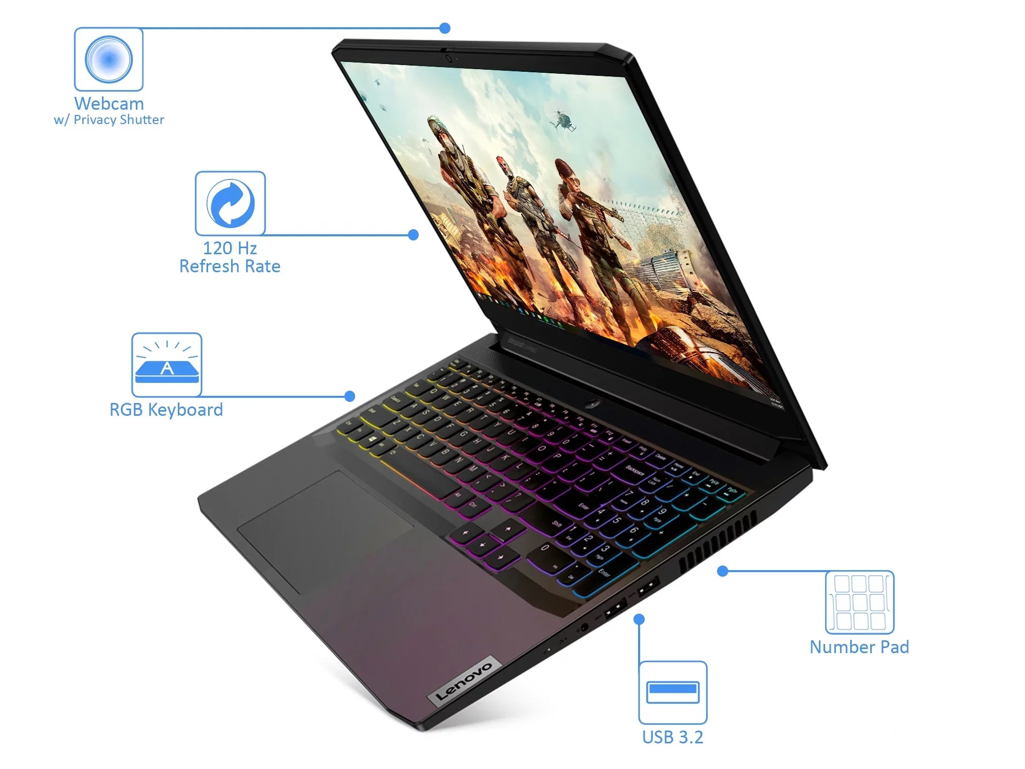Lenovo IdeaPad 3 Gaming Laptop, 15.6" 120Hz FHD Display, AMD Ryzen 5 5600H Upto 4.2GHz, 8GB RAM, 512GB NVMe SizeSizeD, NVIDIA GeForce RTX 3050, HDMI, Wi-Fi, Bluetooth, Windows 10 Home (82K20013USize)