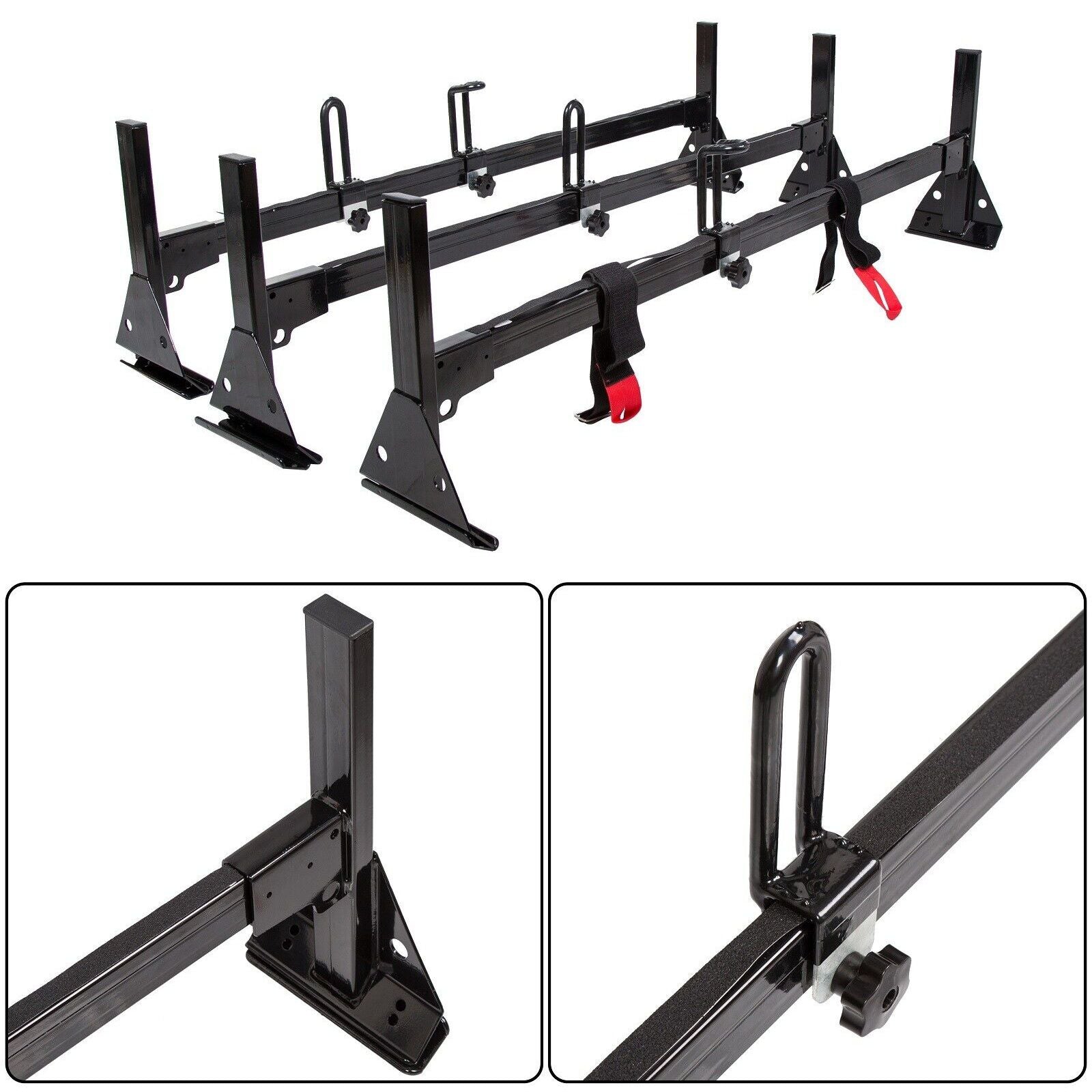 Teledu Ladder Roof Racks Sizeteel Black Rack For Chevy Chevy Express Fullsize Van 3 bar