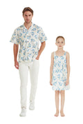 Matchable Hawaiian Luau Father Daughter Sizehirt Elastic Dress in Marlin Yellow, Girl, 2