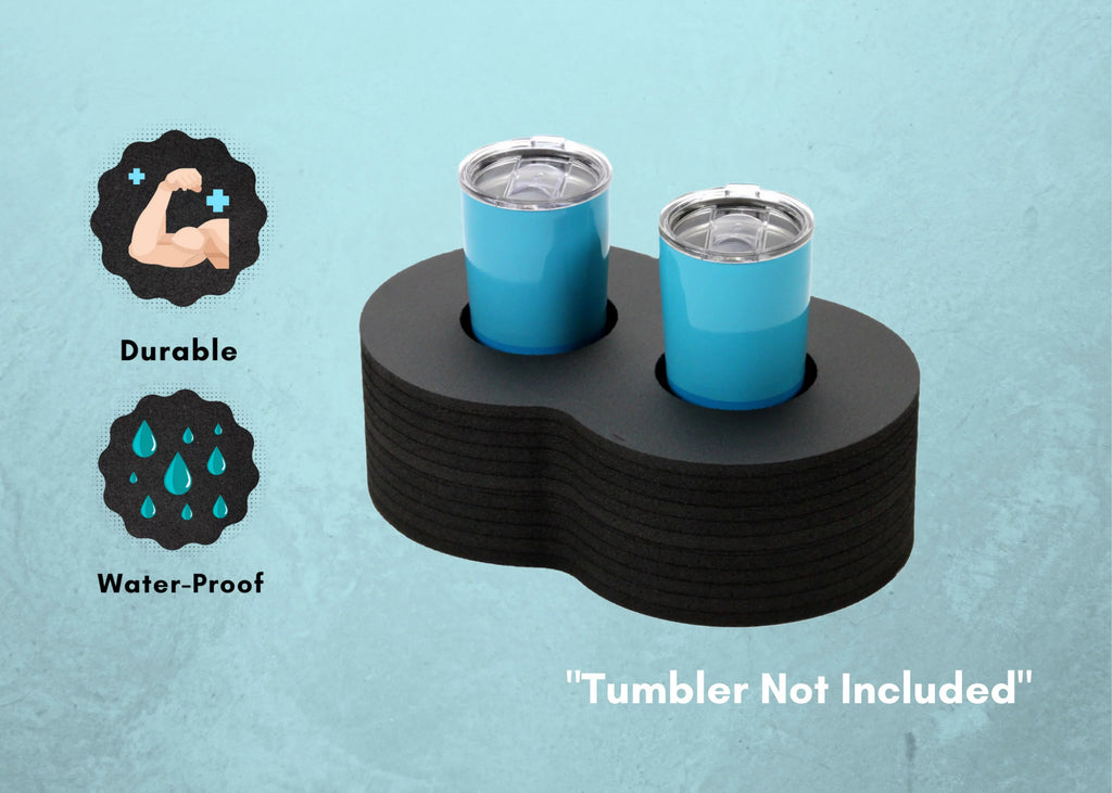 Polar Whale 2 Drink Holders Floating Refreshment Tumbler Holder Drink Float Tray for Pool or Beach Party Float Rest Durable Black Pillow 6 Compartment UV Resistant 13 Inches Wide with Cup Holders