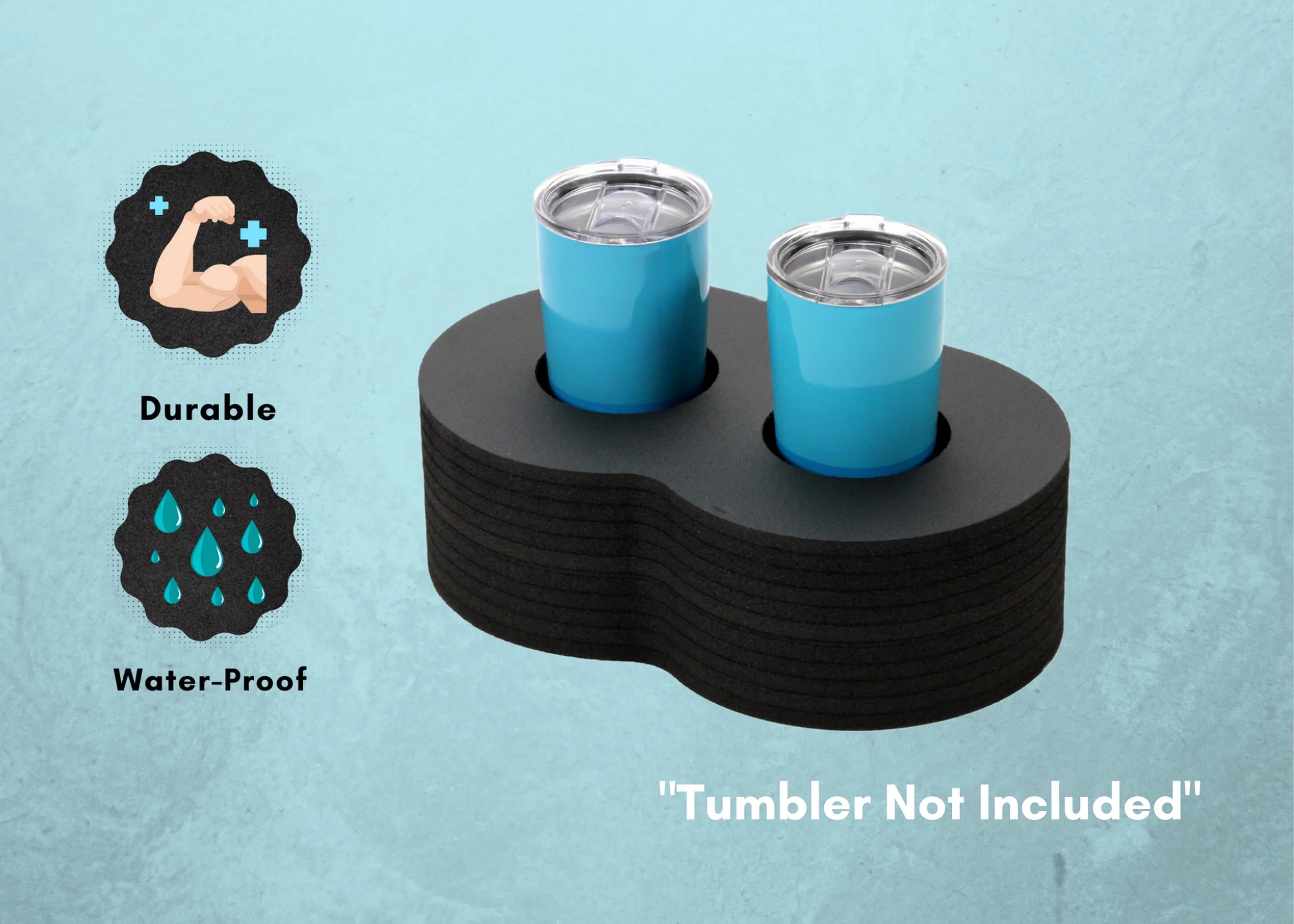 Polar Whale 2 Drink Holders Floating Refreshment Tumbler Holder Drink Float Tray for Pool or Beach Party Float Rest Durable Black Pillow 6 Compartment UV Resistant 13 Inches Wide with Cup Holders