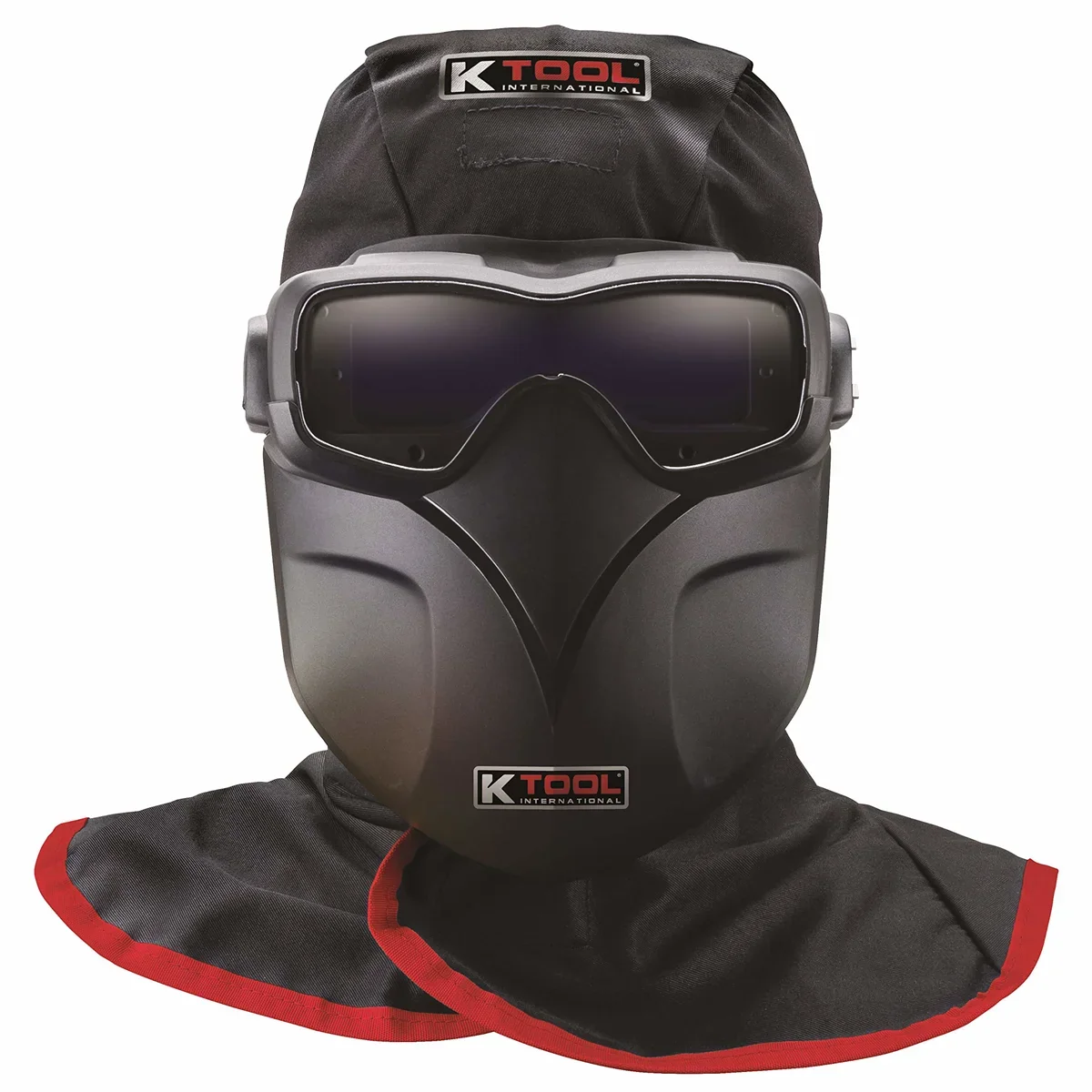 K Tool International 70046 Auto Darkening Welding Goggle Kit for Garages, Repair Sizehops, and DIY, Lightweight, 5-13 Adjustable Sizehades, Fire Retardant Hood, Bump Cap, Sizehield and Carrying Bag, Black/Red