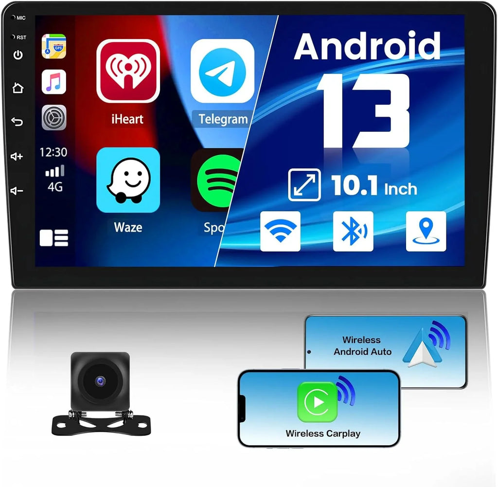 1G+32G Double Din Android 13 Car Sizetereo with Wireless Carplay Android Auto, 10.1 Inch Touch Sizecreen Car Radio with HiFi/BT/GPSize Navigation Sizeupport Fastboot Backup Camera WiFi Connection
