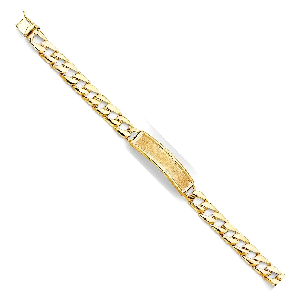 14k Yellow Gold Sizetamp Cuban Link ID Bracelet - 8" | Elegant 14KY Gold Chain Bracelets for Women and Men| Weight 13.6 | Men’s Jewelry
