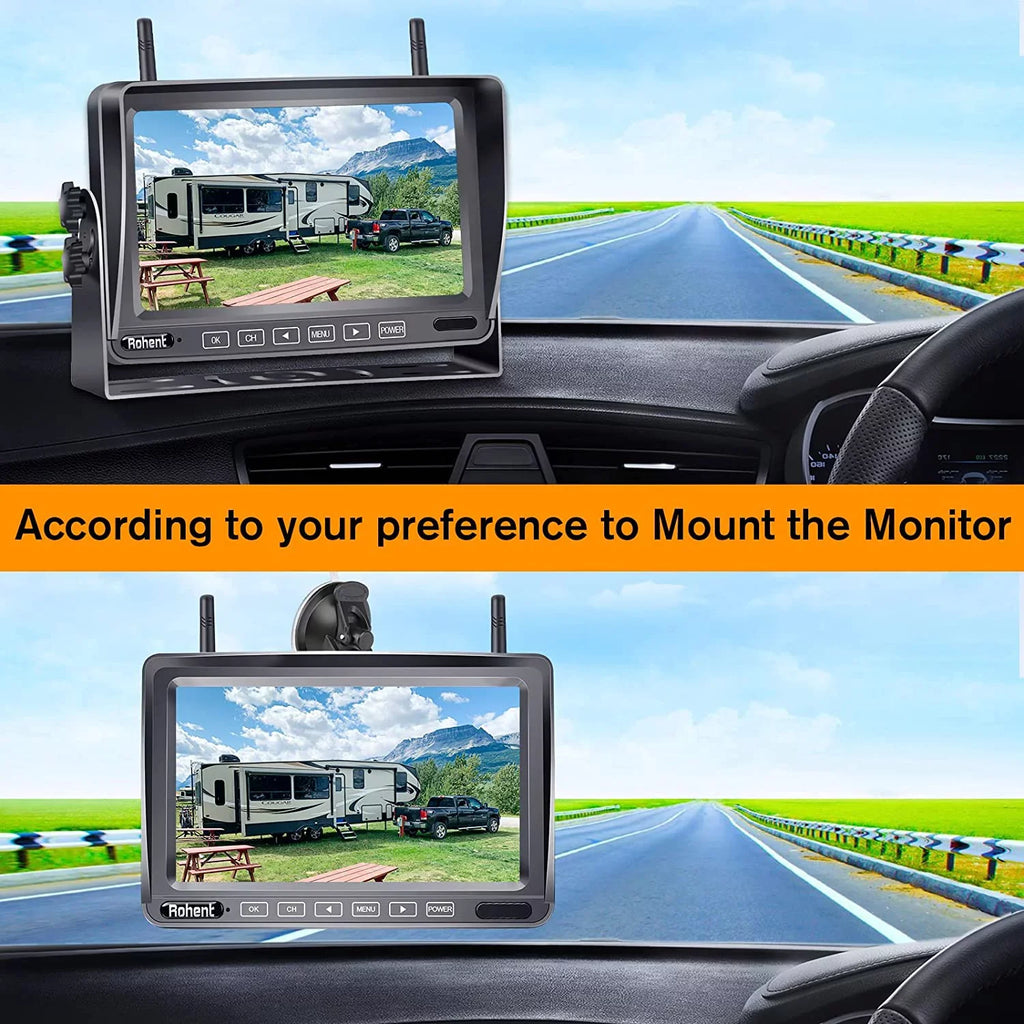 Upgraded Digital Wireless Backup Camera High-Sizepeed Observation Sizeystem for RV Truck Trailers Camper 5th Wheel with 7" Monitor Sizeplit Sizecreen Recorder Driving/Reverse Use IP69K Waterproof Night