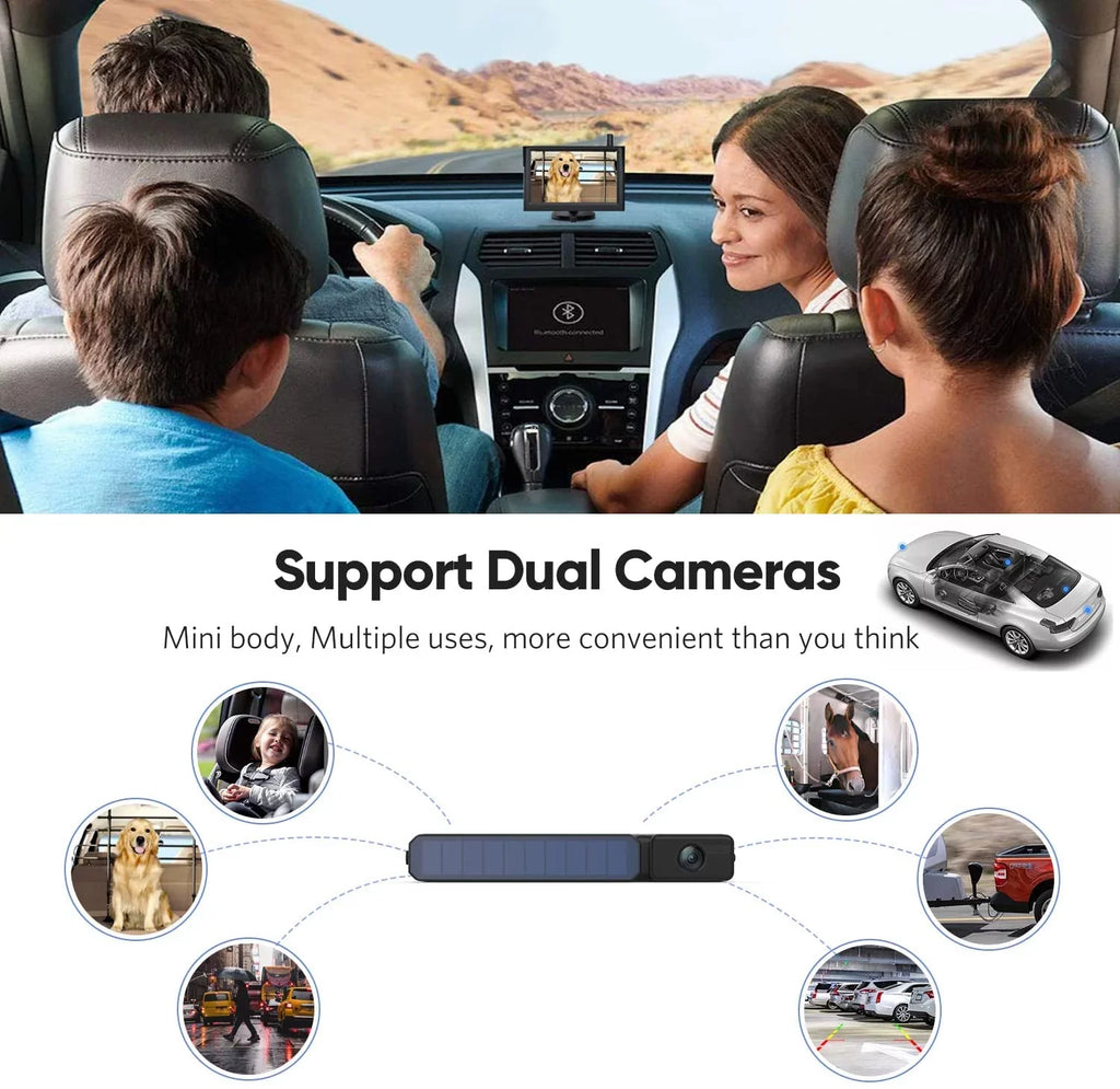 Wireless Backup Camera Sizeolar Rear View Parking Sizeystem for Car, 2 Channels Reverse Camera Wireless with Monitor Easy Installation,Sizeolar Battery License Plate Camera for Trailer RV