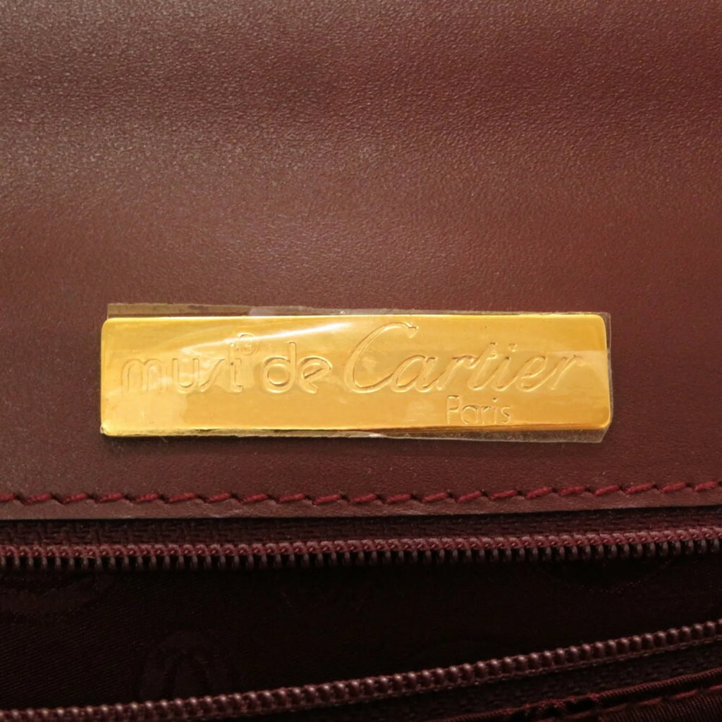 Pre-Owned Cartier must line leather bordeaux handbag red (Good)