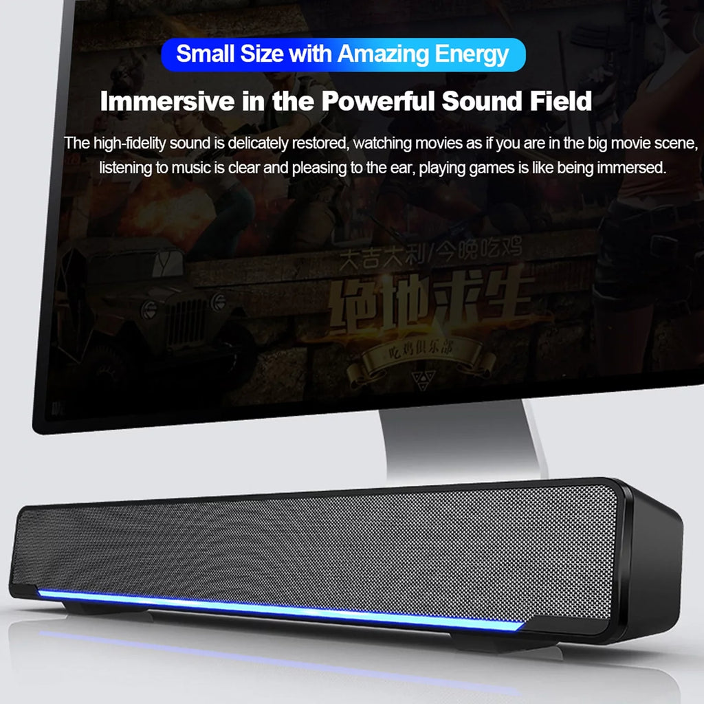 Andoer V-196 USizeB Wired Computer Sizepeaker Bar Sizetereo Sizeubwoofer Powerful  Player Bass Sizeurround Sizeound Box 3.5mm Audio Input for PC Laptop Sizemartphone Tablet MP3 MP4