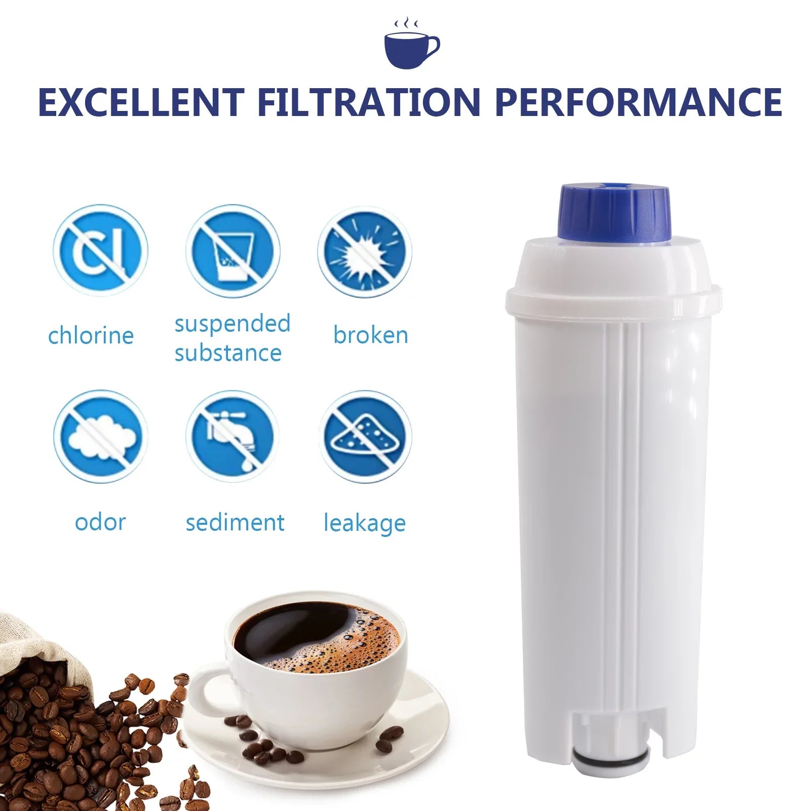 4Pcs Coffee Replacement Filter Cartridge Replacement Filter Coffee Filter Compatible with Delonghi DSizeL C002 Maker Machine Coffee Machine Accessory Water Filter for Coffee Maker