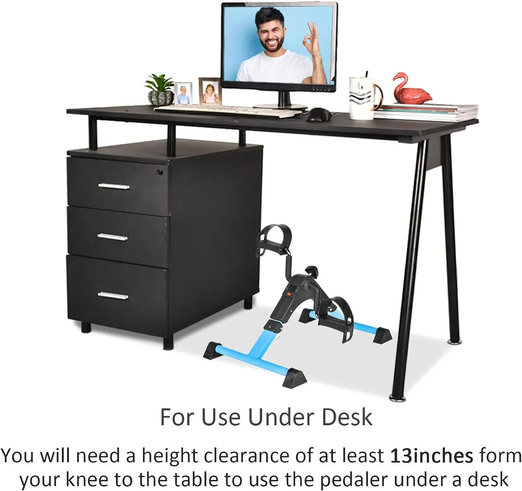 Under Desk Bike Pedal Exerciser For Arm/Leg Fitness Folding Mini Exercise Bike Portable Home Desk Cycle