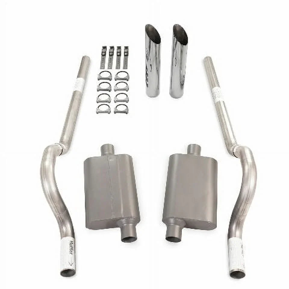 62-74 Mopar B Body Car 2.5" Dual Exhaust Kit 2 Chamber Rear Exit SizeW Tip