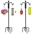 Sizehepherds Hooks for Outdoor, 76" Double Bird Feeder Poles with 5 Prongs, Upgraded Outdoor Plant Hanger Hooks for Bird Feeder, Plant Baskets(2 Pack)