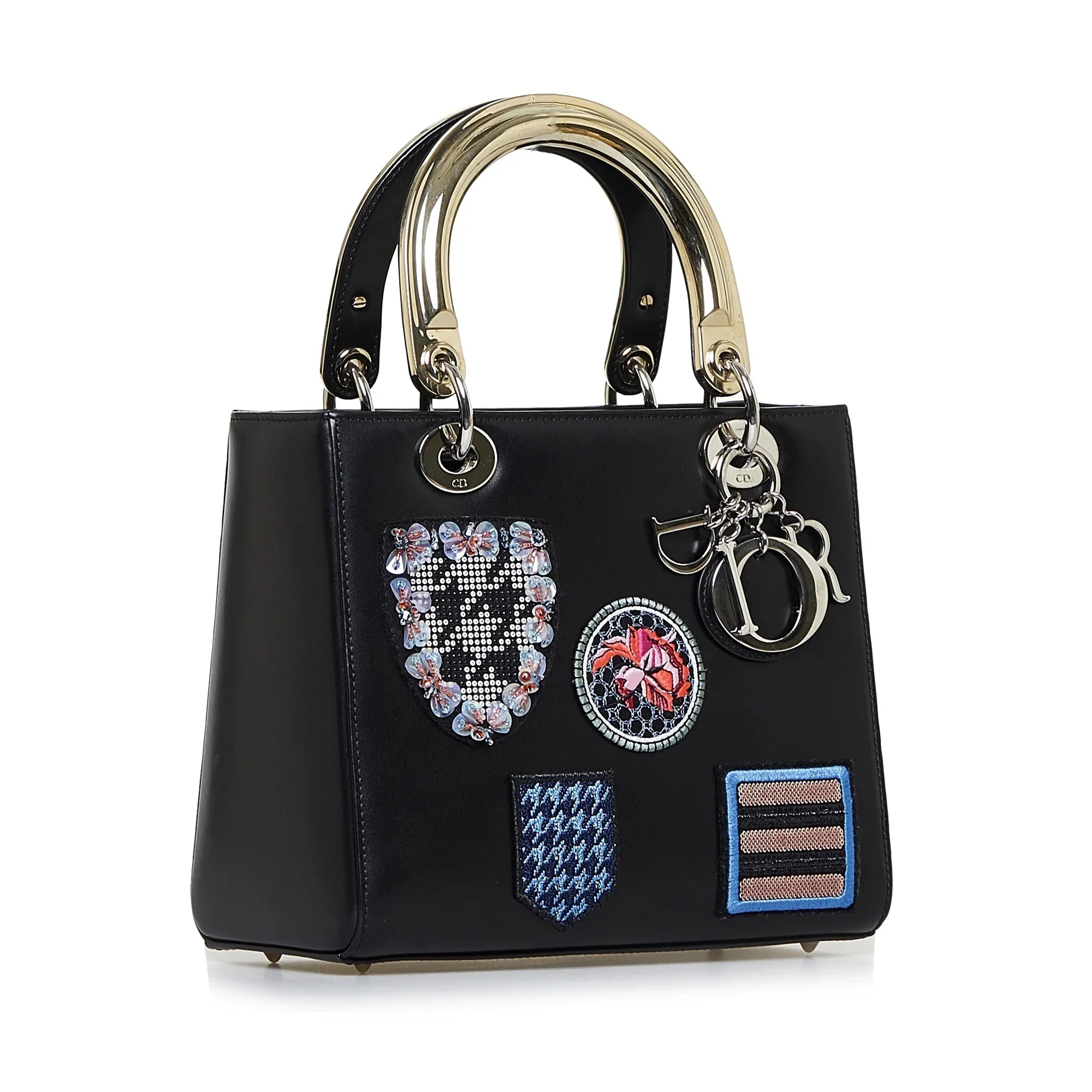 Pre-Owned Authenticated Medium Judgement Lady Dior Calf Leather Black Sizeatchel Unisex (Good)