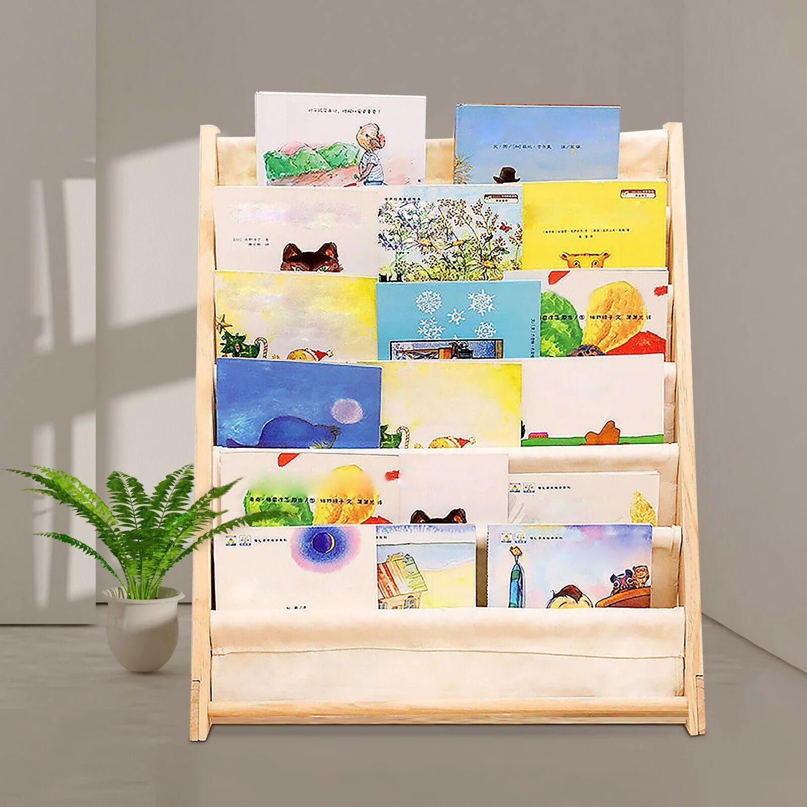 Wooden Bookcase Children Kids Book Sizehelf Sizetorage Rack Tidy Organizer 6 Tiers