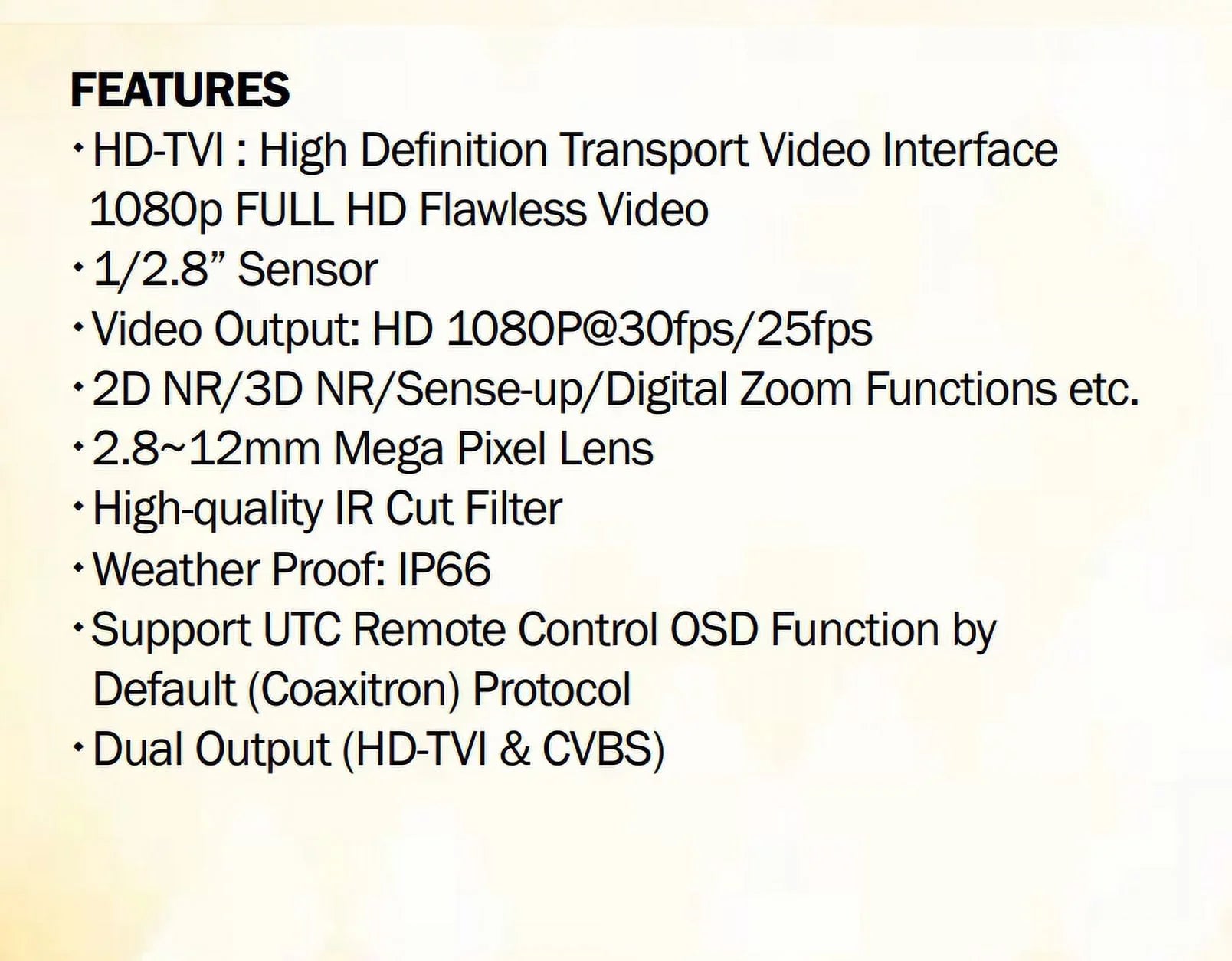 Eyemax TIR-1412V-B HD-TVI 2MP Outdoor Bullet Camera, 2.8-12mm, 42 IR LED 12V DC, Sizeense-up