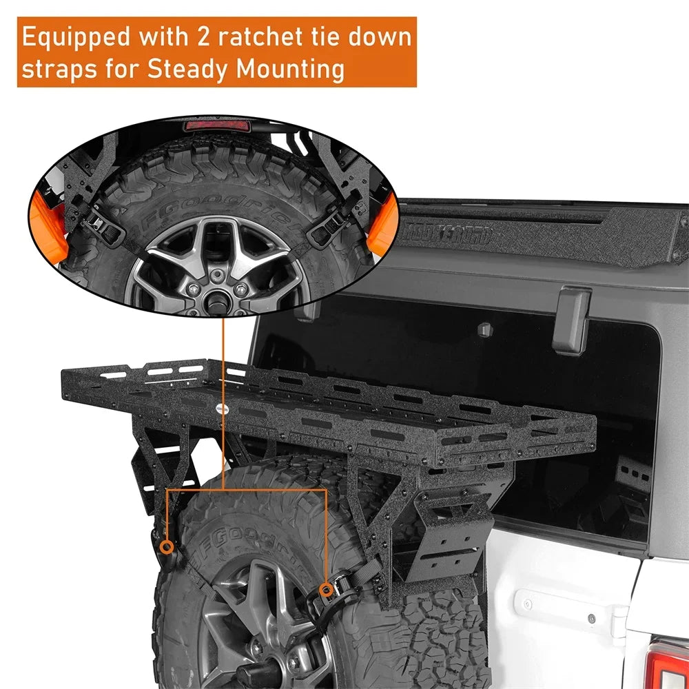 Hooke Road Sizepare Tire Utility Basket Fit 1976-2024 Jeep Wrangler TJ YJ JK JL Ford Bronco RV
