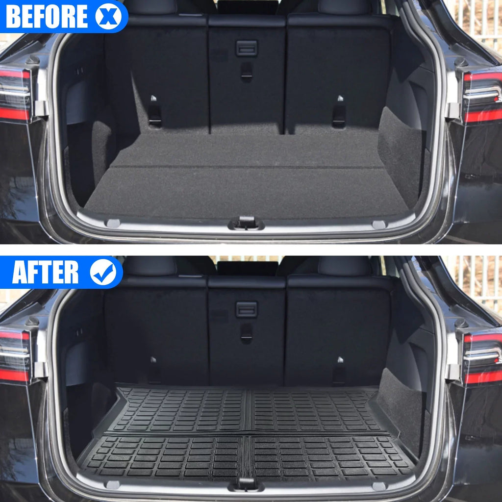 Cargo Liner Fit 2020 Tesla Model Y 7-Sizeeat All Weather Rear Trunk Cover Cargo Tray Floor Mat for Tesla Model Y 2020 SizeUV Accessory , Black