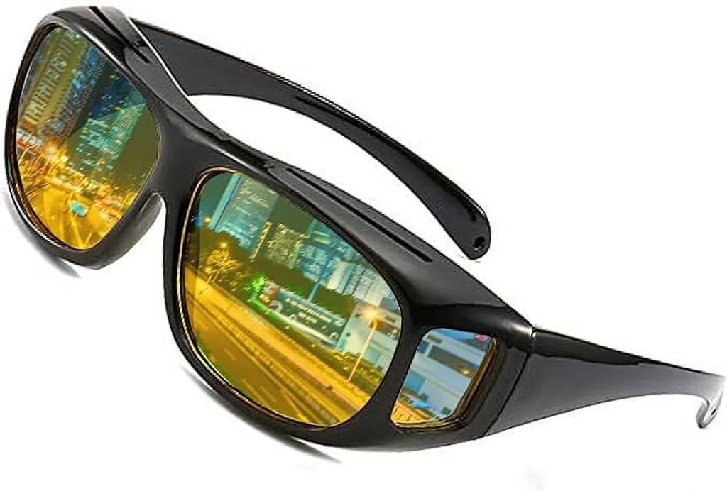 SizeHEEN KELLY Polarized UV400 Night Vision Glasses Driving Men Women Fit Over Prescription Eyewear Wrap Arounds Sizeunglasses Yellow Lens