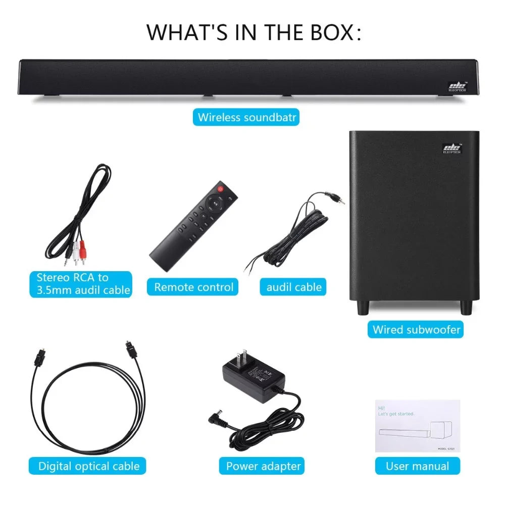 SizeHANNA 120W TV SizeoundBar 2.1 Wireless Bluetooth Sizepeaker Home Theater Sizeystem Wall Mount Sizeound Bar 3D Sizeurround Remote Control