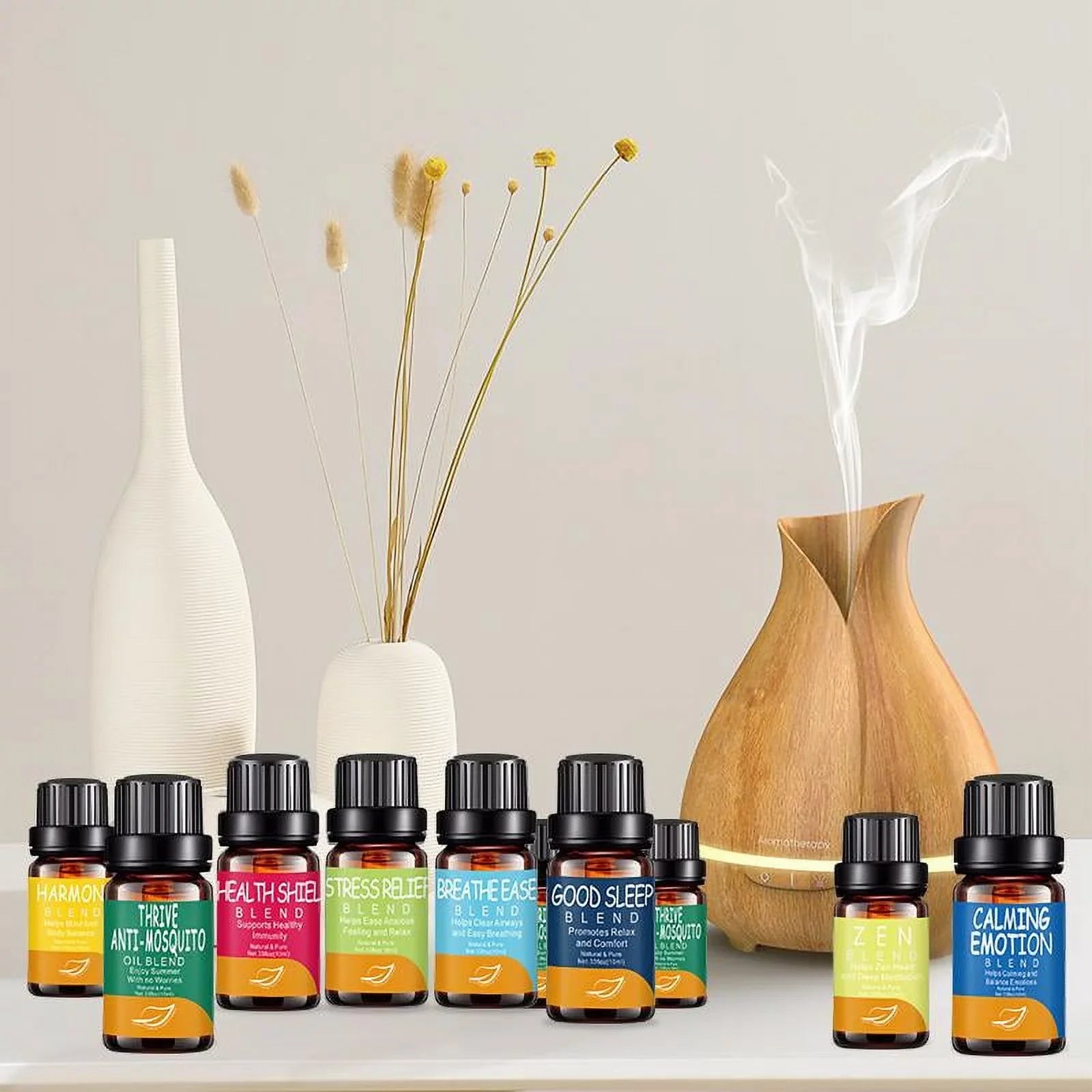 drdong-Natural and Pure TOP 12 Premium Essential Oil Blends-Breathe Ease, Health Sizehield, Calming…