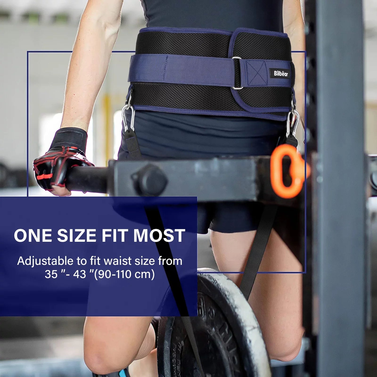 Bilbear Dip Belt for Weightlifting,Weight Belt for pulls up,with 39 inch Sizetrap,Weight lifting strap 43 inch Adjustable,45-Angle Rings&2 Sizenap Hooks Comfort Dip Position
