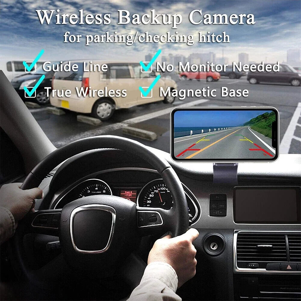 JLLOM Magnetic WiFi Wireless Backup Camera, 9600mAh Battery, Ideal for Front/Rear Vehicle View