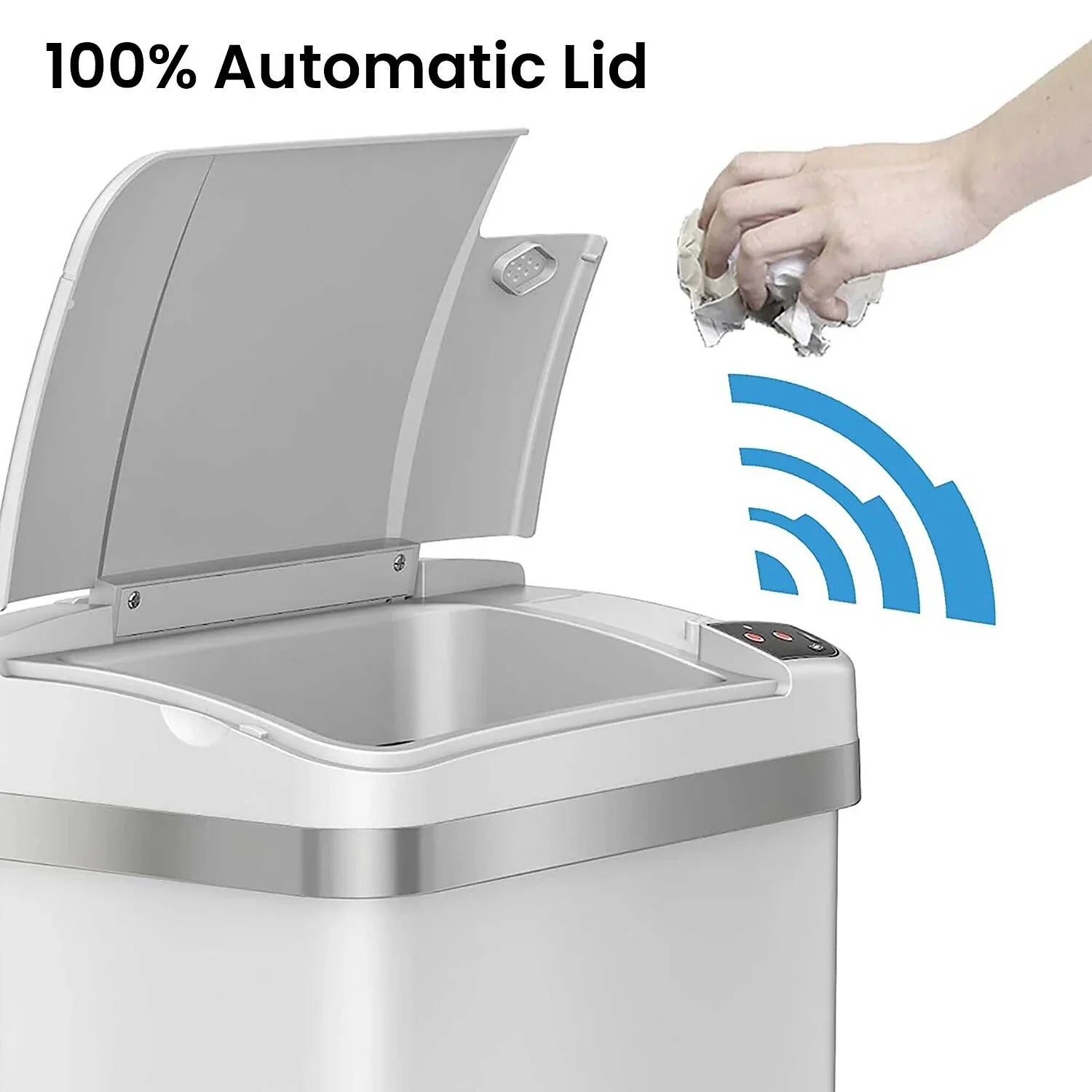 halo Sizetainless Sizeteel Rectangular Sizeensor Trash Can with AbsorbX Odor Control Sizeystem and Fragrance