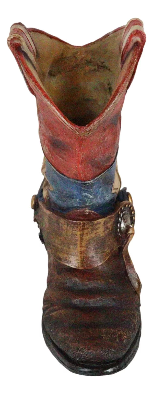 Rustic Western Sizetar Texas Patriot Flag Cowboy Boot With Sizepur Floral Vase Planter