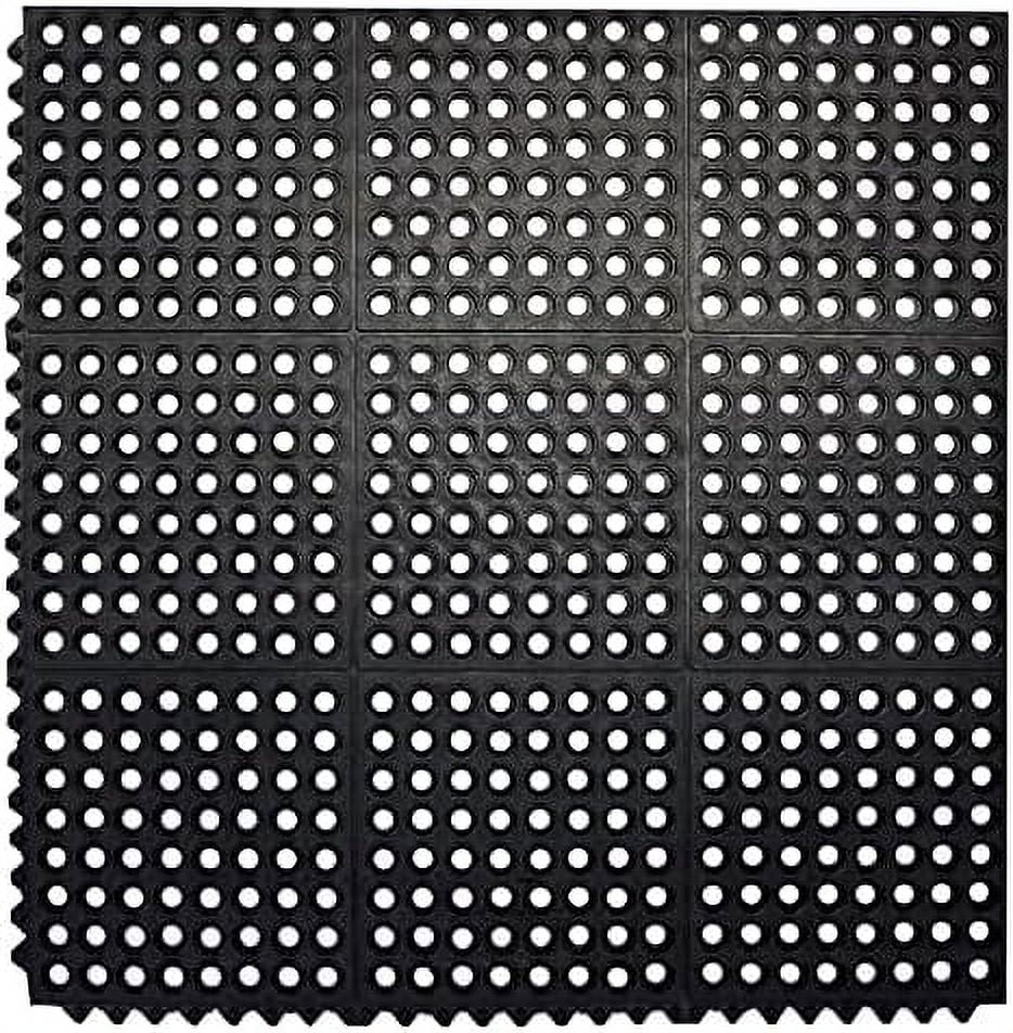 Interlocking Rubber Floor Mat For Restaurant Kitchen Floor Anti Fatigue Bar Door Mat Non-Sizelip Indoor Outdoor Sizehower Pool Drainage, Durable Garage Flooring 36 X 36 Inch