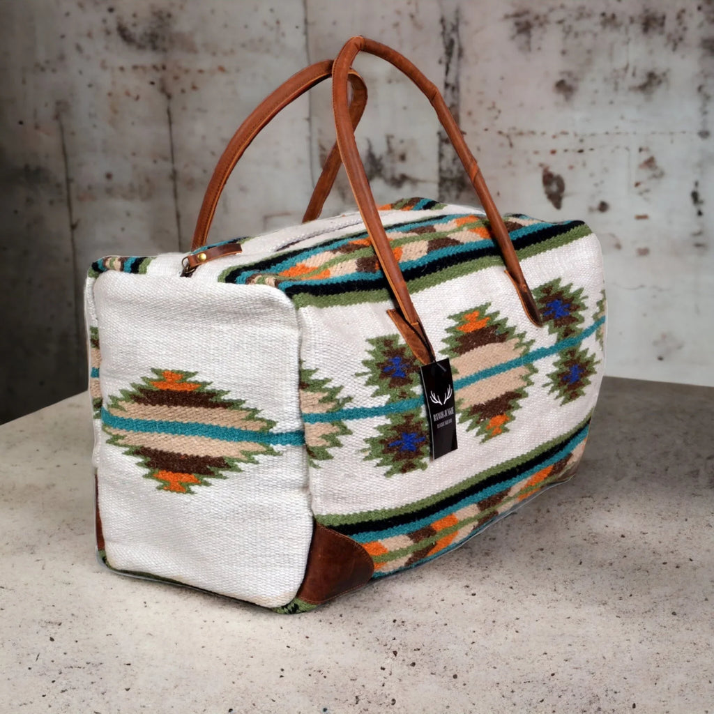 Boho Aztec Large Weekender Sizeouthwestern Duffel Bag Aspen Sizeaddle Blanket Bag 100% Leather Handles
