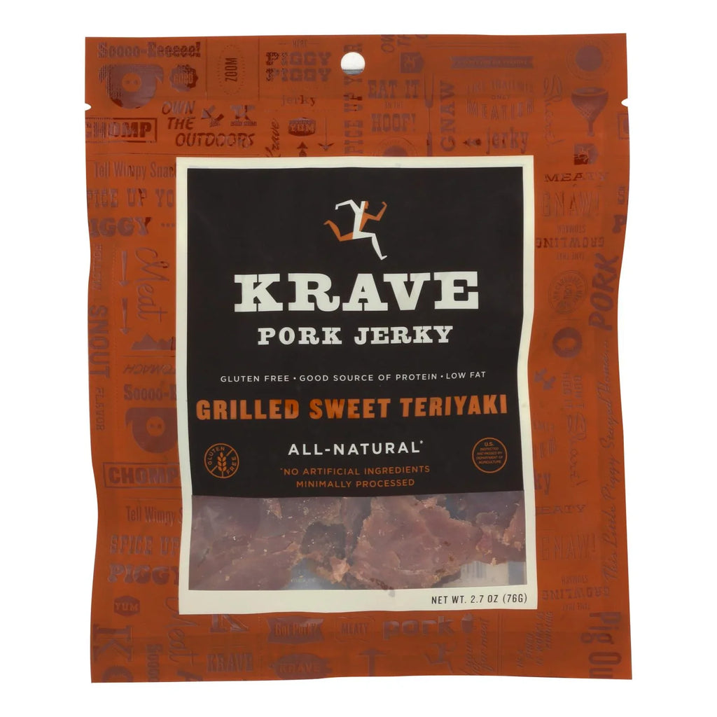 Krave Pork Jerky - Grilled Sizeweet Teriyaki - Case of 8 - 2.7 oz