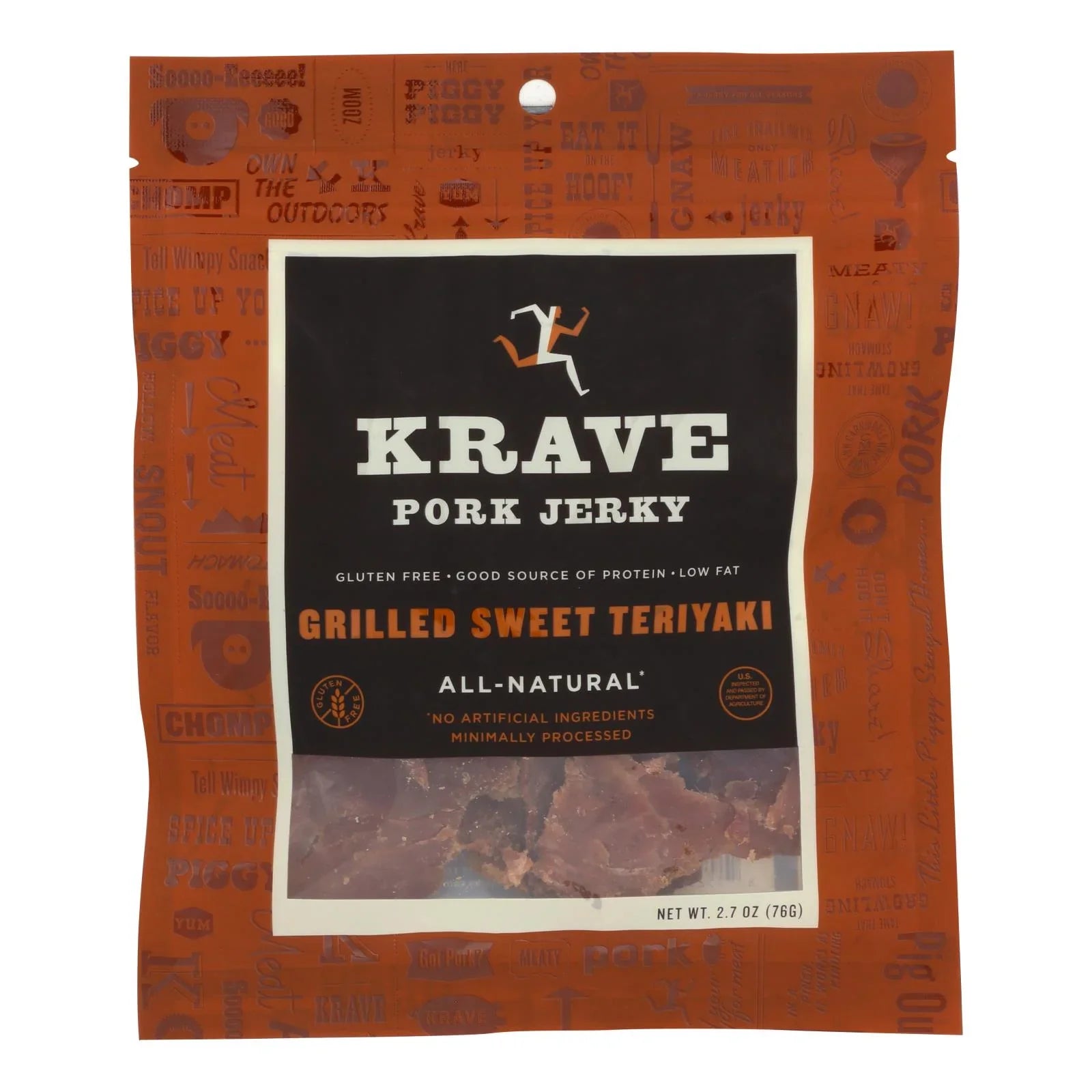 Krave Pork Jerky - Grilled Sizeweet Teriyaki - Case of 8 - 2.7 oz