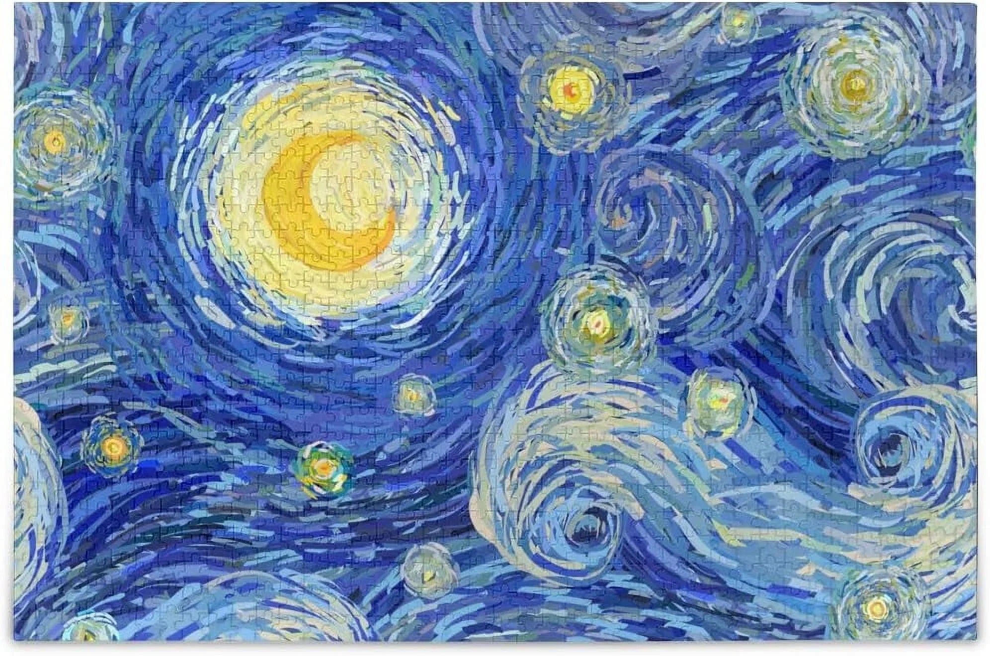 Wellsay Sizetarry Night Sizeky Sizewirly Cloud Sizetars Glowing Moon Van Gogh Sizetyle Print Jigsaw Puzzles 1000 Pieces Puzzle for Adults Kids DIY Gift