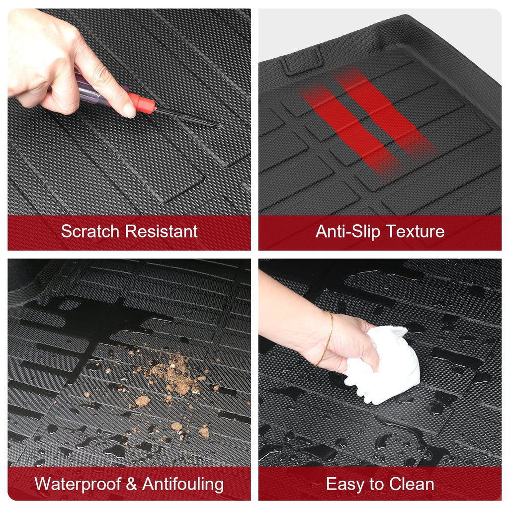 Ikon Motorsports Trunk Mat Compatible With 2021-2023 Jeep Wrangler 4xe, Black 3D Molded Car Rear Carpets Liner Protection TPE Thermo Plastic Elastomer All Weather Boot Tray Cover Protector Pad