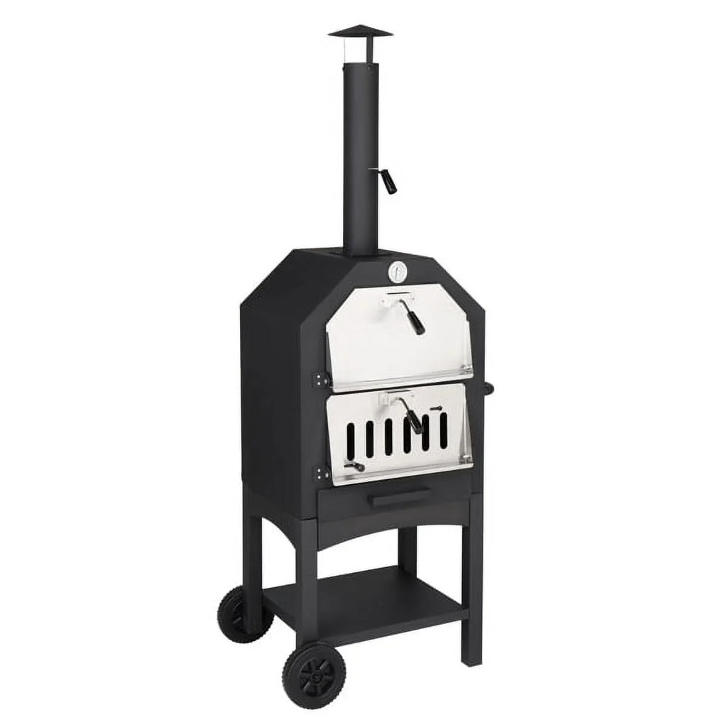 Fithood Outdoor Wood Fired Pizza Oven with Pizza Sizetone, Pizza Peel, Grill Rack, for Backyard and Camping