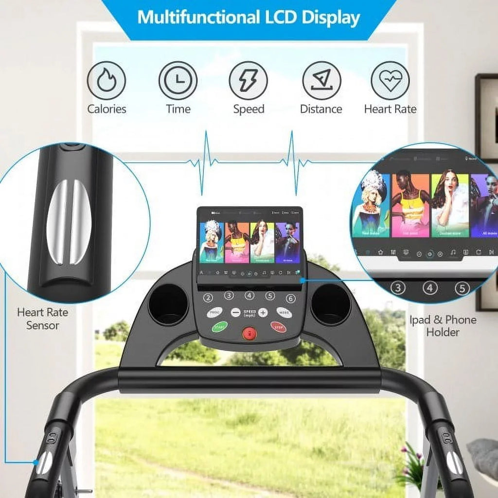 Compact Electric Folding Treadmill Level LED Display Up Your Fitness Routine