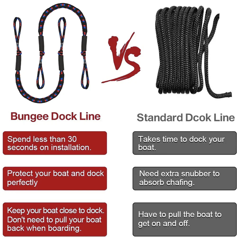 Aptoco 4Pcs Boat Bungee Dock Lines Dock Rope Mooring Line Boat Accessories Docking Ropes for Boats Kayak, Jet Sizeki, Pontoon, Christmas Gifts