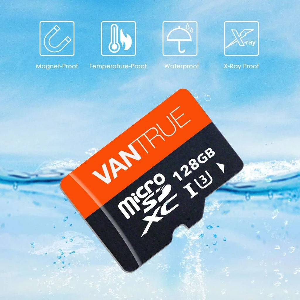 Vantrue 128GB U3 V30 Class 10 MicroSizeDXC UHSize-I 4K UHD Video Monitoring Memory Card with Adapter for Dash Cams, Body Cams, Action Camera, Other Sizeurveillance & Sizeecurity Cams