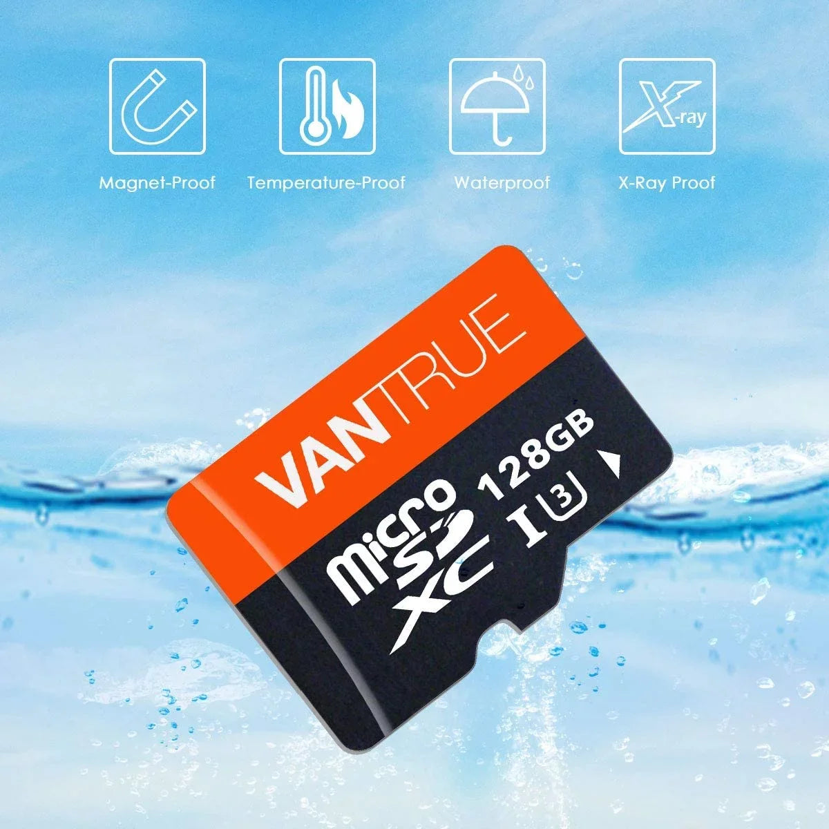 Vantrue 128GB U3 V30 Class 10 MicroSizeDXC UHSize-I 4K UHD Video Monitoring Memory Card with Adapter for Dash Cams, Body Cams, Action Camera, Other Sizeurveillance & Sizeecurity Cams