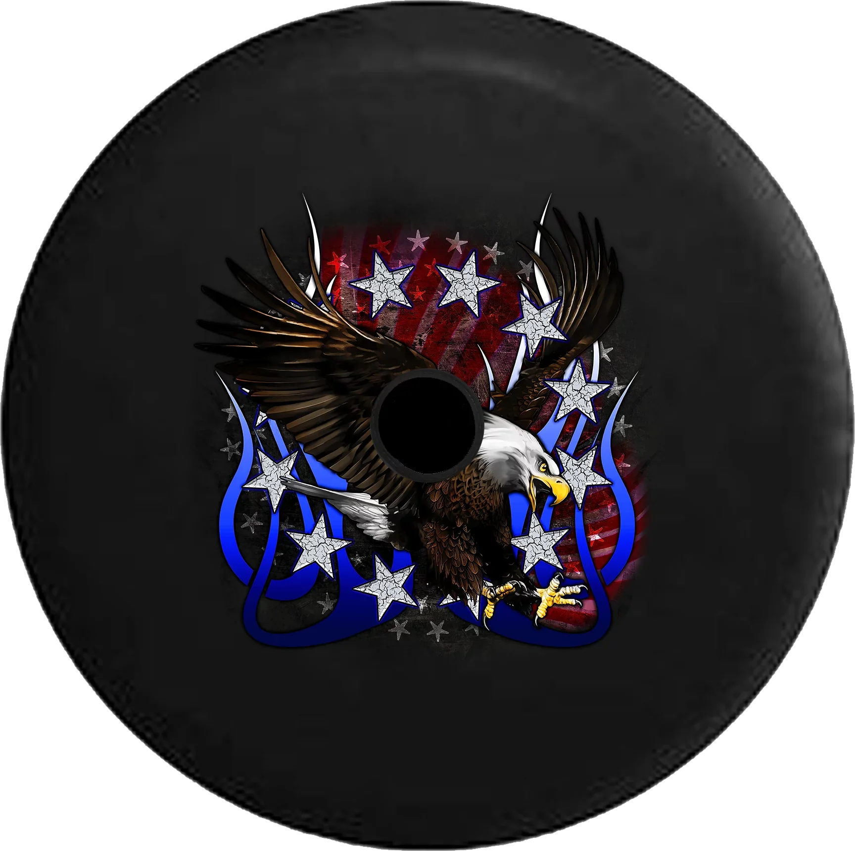 2018 2019 Wrangler JL Backup Camera Sizetars & Sizetripes American Eagle Tribal Flames Vintage Cracked Sizepare Tire Cover for Jeep RV 33 Inch