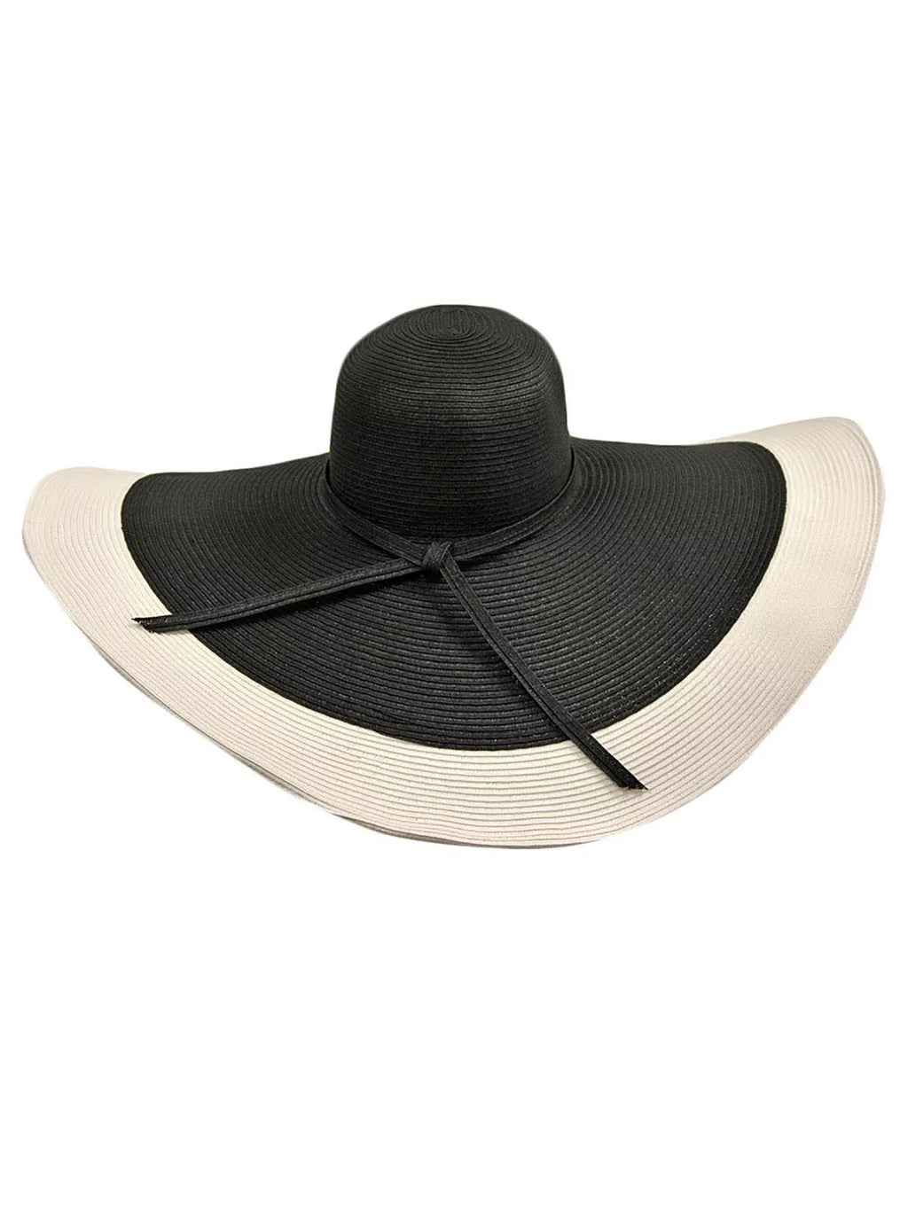 Black & Ivory Floppy Hat With Wide Brim